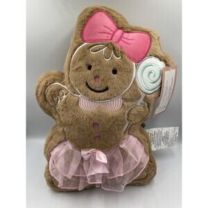 NEW Cupcakes and Cashmere Gingerbread Girl Pillow Pink Bow & Tutu Chef Viral!